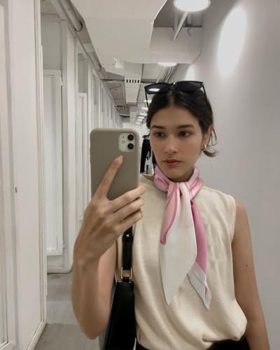 AIBFRID 27.5" Head Scarf for Women, Large Square Satin Hair Scarf Neck Silk Scarves Hair Wrap Bandanas For Sleeping - color: Style_03