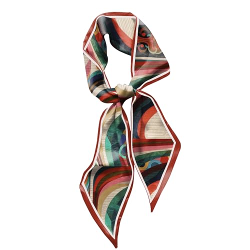 Hair Head Scarf Silk Feeling Long Satin Neck Satin Scarves for Handbag Cute Aesthetic Decoration Women Girls 59 * 6.7” - color: Y16-line