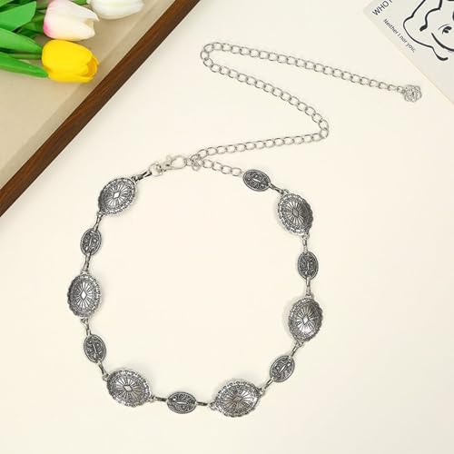 Concho Chain Belt for Women, Premium Body Waist Belly Belt for Concerts, Festivals, Cosplay, Daily Wear - color: Off-White