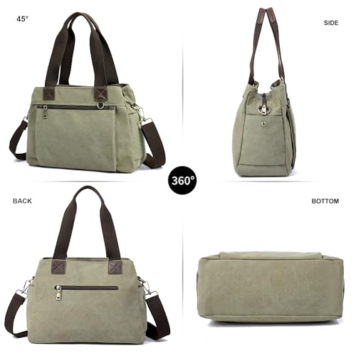 Canvas Hobo Bags for Women Casual Tote Bag Purses and Handbags Multi-Color Striped Crossbody Bags Ladies Top Handle Satchel - color: Wy31-army Green