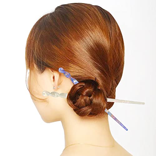 8 Pieces Acetate Hair Pins Sticks U-Shaped Straight Chopsticks Hairpin Hair Styling Accessories, Vintage Hair Pin Fork Hair Clips for Girls Women Updos Buns(Type C)