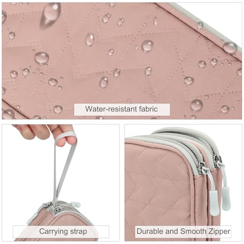 FYY Electronic Organizer, Travel Cable Organizer Bag Pouch Electronic Accessories Carry Case Portable Waterproof Double Layers All-in-One Storage Bag for Cable, Cord, Charger, Phone, Pink Pattern - color: Pink-Pattern, style: Small