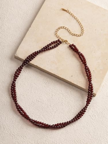 Sacina Beaded Crystal Choker Necklace, Gothic Vintage 1920s Necklace, Christmas Jewelry Gift for Women - color: Red