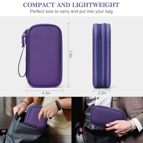 FYY Electronic Organizer, Travel Cable Organizer Bag Pouch Electronic Accessories Carry Case Portable Waterproof Double Layers All-in-One Storage Bag for Cable, Cord, Charger, Phone, Earphone Purple - color: Purple, style: Small
