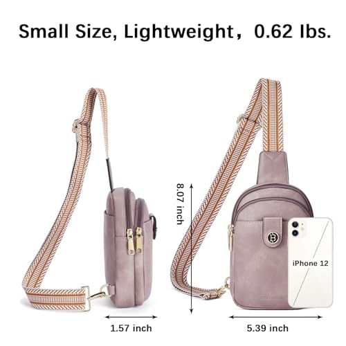 BOSTANTEN Small Sling Bag Crossbody Bags for Women Trendy Crossbody Purse Leather Chest Bag - color: A-purple