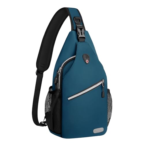 MOSISO Sling Backpack, Multipurpose Crossbody Shoulder Bag Travel Hiking Daypack - color: Deep Teal