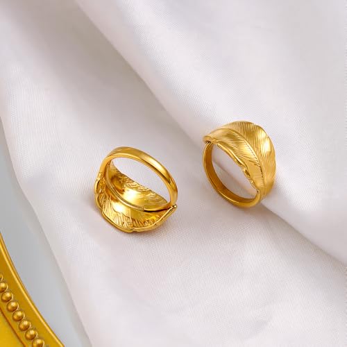 14K Gold Plated Rings for Women Open Adjustable Rings Stackable Rings Charming Rings Statement Rings Thumb Ring Band Finger Rings Vintage Rings Handmade Rings for Men Women Anniversary Birthday Gift - color: Ring03-14