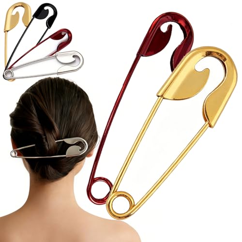 Mega Safety Hairpin - Mega Safety Pin Hairpin, Oversized Metal Hair Pin for Bun & Updo, Stylish Hair Stick Bun Holder - color: 2PCS-C