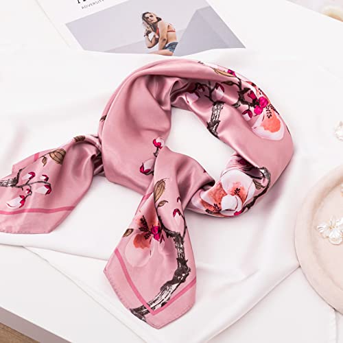 HBselect 4PCS Head Scarf for Women 35” Head Scarves Silk Like Satin Neck Scarfs Square Bandana Hair Wraps Scarf for Sleeping - color: Navy Blue, Blue, White, Pink