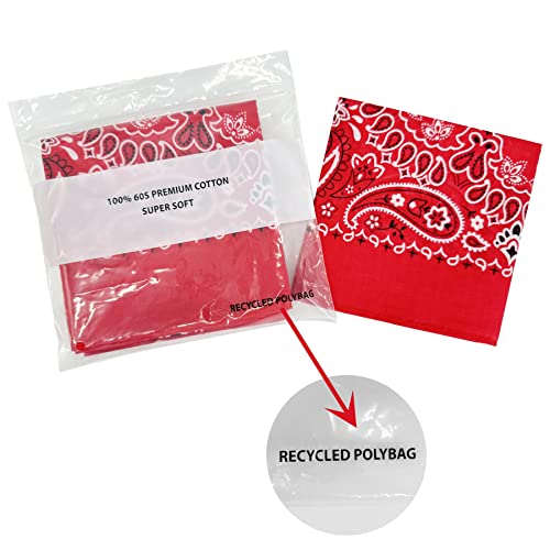 Bandanas for Women and Men，3 Pack Super Soft Thin 60s Preium Cotton 22 inch Handkerchiefs - color: 3 Pack-red