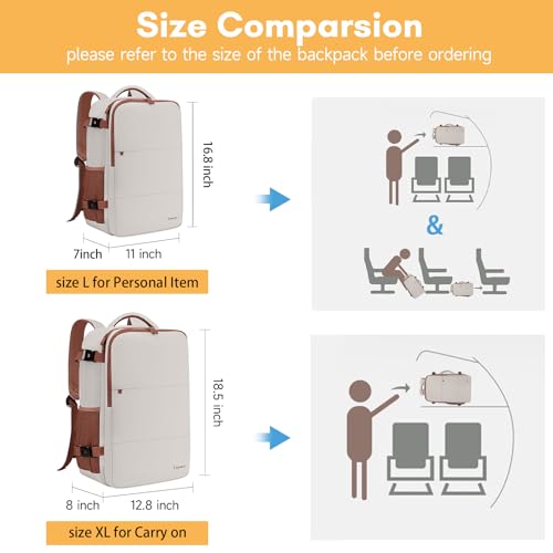 Taygeer Backpack for Women, College Backpack with Laptop Compartment & Shoe Pouch, 40l Travel Laptop Mochila Carry On Luggage, Airline Approved Personal Item Bag for Weekender Gym Hiking, Khaki White - color: Khakiwhite, size: X-Large