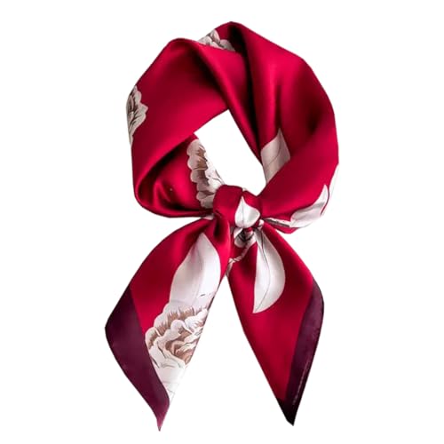 ANDANTINO 100% Mulberry Silk Square Scarf for Hair-25.6" X25.6'' Women Men Natural Silk Neckerchief Digital Printed Headscarf - color: Floral-burgundy