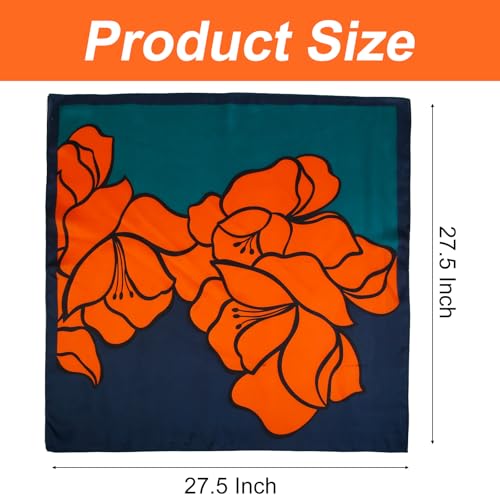 AIBFRID 27.5" Head Scarf for Women, Large Square Satin Hair Scarf Neck Silk Scarves Hair Wrap Bandanas For Sleeping - color: Style_02