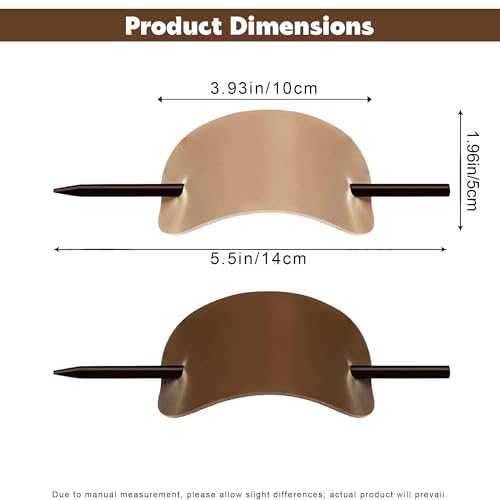Leather Hair Barrette with Stick, 2 Pack Cream and Brown Faux Leather Ponytail Holder, 3.9 x 2 In Hair Clip with Stick for Buns Updos and Long Hair, Leather Hair Accessories for Women