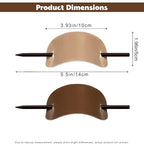 Leather Hair Barrette with Stick, 2 Pack Cream and Brown Faux Leather Ponytail Holder, 3.9 x 2 In Hair Clip with Stick for Buns Updos and Long Hair, Leather Hair Accessories for Women