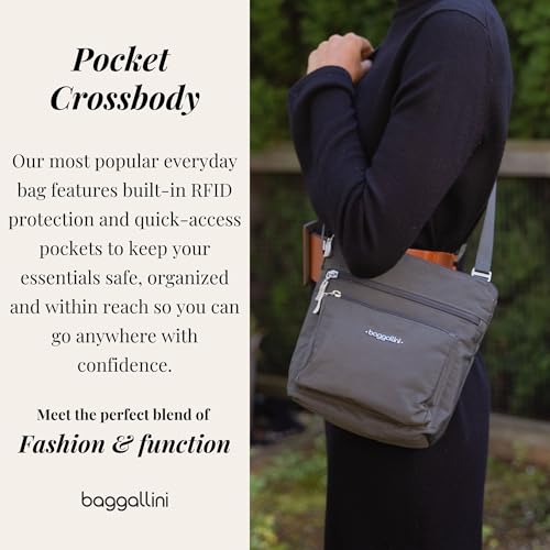 Baggallini Pocket Crossbody Bags for Women 8x8 Small Lightweight Durable Water-resistant Travel Purse W/Rfid - color: Cornflower