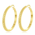 14K Gold Texture Earrings, 37/42mm Gold Hoop Earrings Classic Round Hoop Earring for Women Gold Jewelry Gift for Women - style: Texture Earrings-42mm