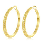 14K Gold Texture Earrings, 37/42mm Gold Hoop Earrings Classic Round Hoop Earring for Women Gold Jewelry Gift for Women - style: Texture Earrings-42mm