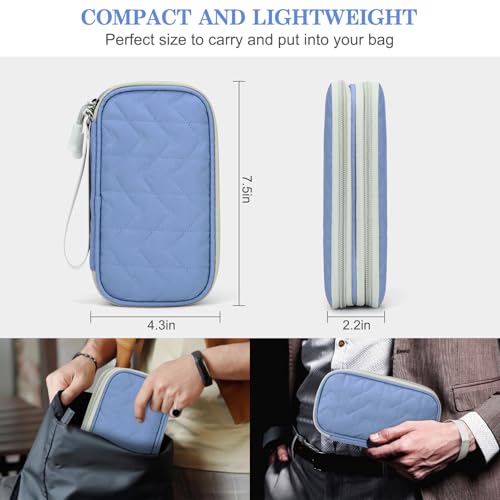 FYY Travel Cable Organizer Pouch Electronic Accessories Carry Case Portable Waterproof Double Layers All-in-One Storage Bag for Cord, Charger, Phone, Pattern Blue - color: Blue-Pattern, style: Small