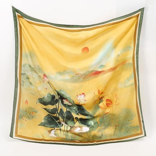 XL 43 Inch Extra Large Square Scarf Fashion Scarves Silk Feeling Hair Scarf Wrapping Scarfs Night Sleeping Headscarf - color: Ba1010