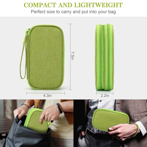 FYY Travel Cable Organizer Pouch Electronic Accessories Carry Case Portable Waterproof Double Layers All-in-One Storage Bag for Cord, Charger, Phone, Earphone Green - color: Green, style: Small
