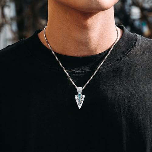 Turquoise Necklaces 925 Sterling Silver Western Necklace Boho Jewelry for Men Women Her Birthday Valentines Day Gifts - style: 7-Arrow Necklace