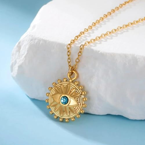 women's necklaces cross necklace，Trendy Evil Eye Pendant Necklace Bohemian Amulet Necklaces with Zircon StainlessSteel Jewelry Birthday Gift