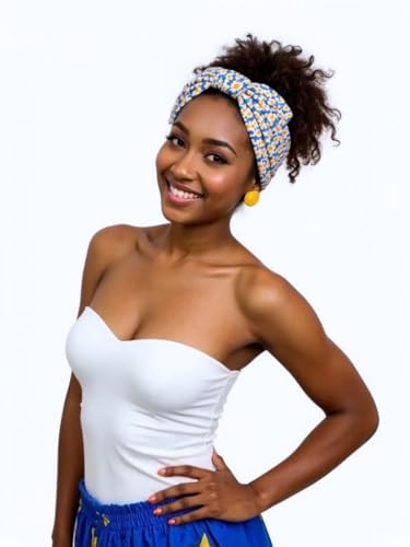 1 Pack Boho Headbands Stretch Paisley Print Bandana Headband Criss Cross Hair Bands Knotted Head Wrap Yoga Daily for Women and Girls (Daisy) - color: Daisy