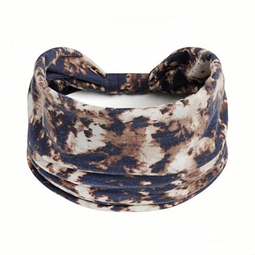 1 Pack Boho Headbands Stretch Paisley Print Bandana Headband Criss Cross Hair Bands Knotted Head Wrap Yoga Daily for Women and Girls (Gray-Black) - color: Gray-Black