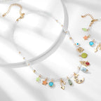 ORIGENCE Sun Heart Necklace for Women 18K Gold Plated Heart Pendant Necklace Chunky Chain Choker Necklaces Hip Hop Charm Necklaces Trendy Unisex Jewelry - style: 11Charm-Glass Bead