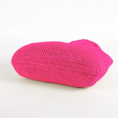 Hand-woven Soft Large Straw Shoulder Bag Boho Straw Handle Tote Retro Summer Beach Bag Rattan Handbag - color: Pink
