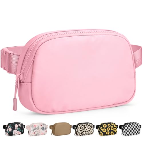 Pritent Fanny Packs for Women Cross Body Bag Waterproof Belt Bag with Adjustable Strap and Zipper Back Pocket Small Crossbody Bags Fashion Waist Packs for Workout Travelling(Light Pink) - color: Light Pink, size: Small