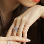 14K Gold Plated Open Ring 925 Sterling Silver Ring Open Adjustable rings for women Band Rings for Men Women Gold Stackable Rings for Women Teen Girls Silver Statement Ring Band Chunky Open Twist Ring - color: Silver30