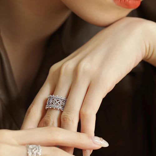 14K Gold Plated Open Ring 925 Sterling Silver Ring Open Adjustable rings for women Band Rings for Men Women Gold Stackable Rings for Women Teen Girls Silver Statement Ring Band Chunky Open Twist Ring - color: Silver30