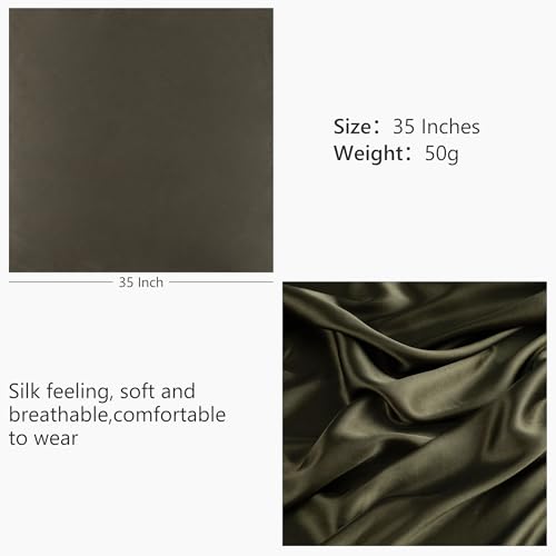 HBselect 4PCS Head Scarf for Women 35” Head Scarves Silk Like Satin Neck Scarfs Square Bandana Hair Wraps Scarf for Sleeping - color: Navy Blue, Khaki, Red, Army Green