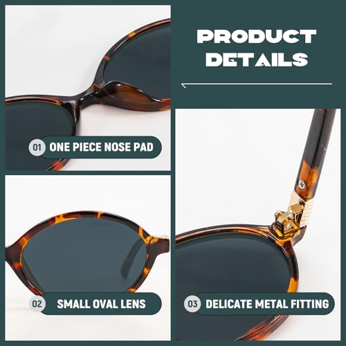 BOTEN Retro Oval Sunglasses for Women Men Small 90s Sun Glasses Trendy Round Shades Cute Designer Sunnies - color: Tortoise Frame - Grey Lens