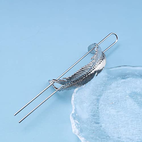 Vintage Hair Bun Cuff Leaf Bun Holder Cage Silver Hair Slide Pin Metal Hair Stick Bun Holder Cage Alloy Hair Fork Clip Decorative Hair Accessories for Women and Girls (Silver)
