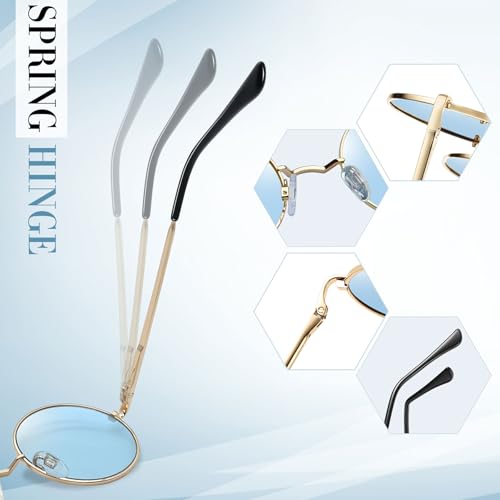 Joopin Retro Small Round Sunglasses Hippie Circle Sun Glasses Polarized UV400 Protection Metal Shades for Men Women - color: A04-golden Frame Tint Blue Lens