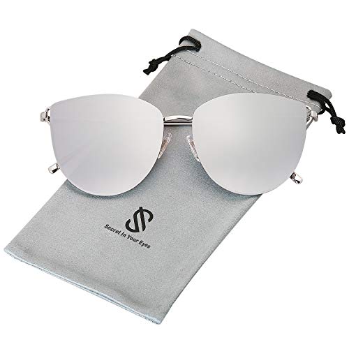 SOJOS Mirrored Flat Lens Fashion Sunglasses for Women SJ1085 - color: Silver/Silver