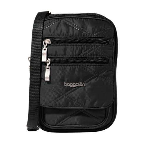 Baggallini Journey Crossbody Bags for Women 9x6 Small Lightweight Travel Handbag W/RFID - color: Black Quilt