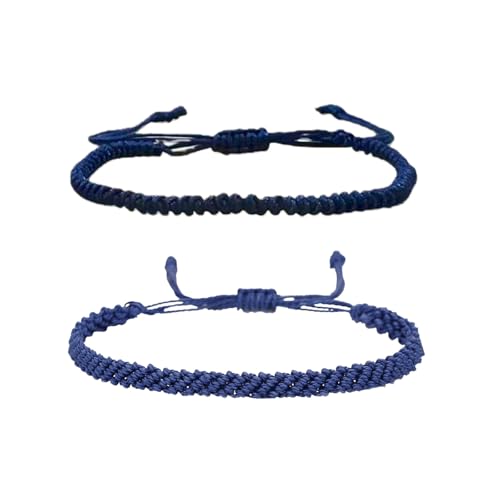 1/2Pcs Set Tibetan Rope Braided Rope String Adjustable Bracelet for Women Men Jewelry Handmade Bohemian Lucky Protection Bracelet Colorful - color: 2 blue