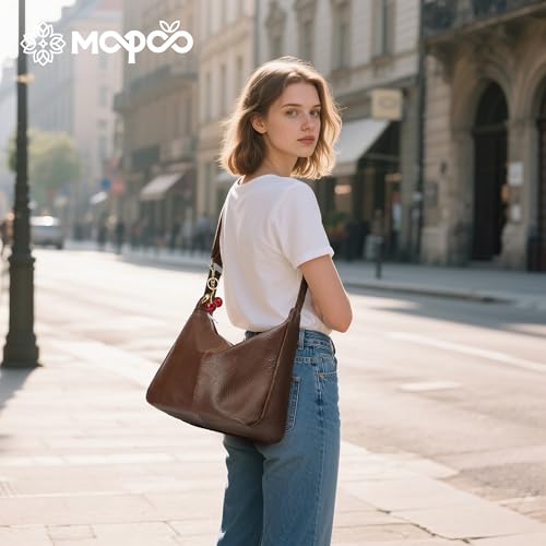 Hobo Bags for Women Leather,Foldable Slouchy Shoulder Purse Crossbody Handbag,Soft Vegan Brown Tote Casual Everyday Handbags - color: Wy22-f