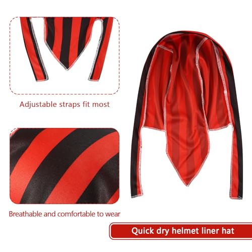 DOCILA 3 Pcs Do Rags for Men Skull Cap Bandana Hat Breathable Helmet Linner Beanie - color: Whiteredblack