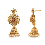 TARINIKA Brass Indian Choker Necklace Set - Gold Plated Cubic Zirconia Indian Jewelry Sets for Women Dangle, Drop, Jhumka Earrings Traditional Desi Necklace Pearls Gift for her - style: Anusri Antique(White Red)