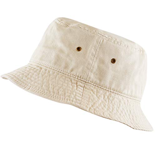 Cotton Bucket Hat Packable Sun Hat – Unisex Summer Travel Beach Fisherman Hat for Men Women Outdoor Fishing Hiking - color: Putty, size: Small-Medium