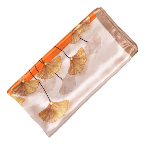 QBSM 35'' Satin Large Square Head Scarf Silk Feeling Neck Scarves Hair Sleeping Wrap Lightweight Headscarf for Women - color: Pink and Orange