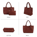 Handmade Woven Bag Satchel Handbag For Women Vegan Leather Tote Bag With Purses Travel Shoulder Bag Underarm Bag - color: Wine Red