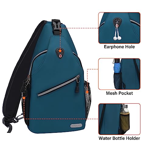 MOSISO Sling Backpack, Multipurpose Crossbody Shoulder Bag Travel Hiking Daypack - color: Deep Teal