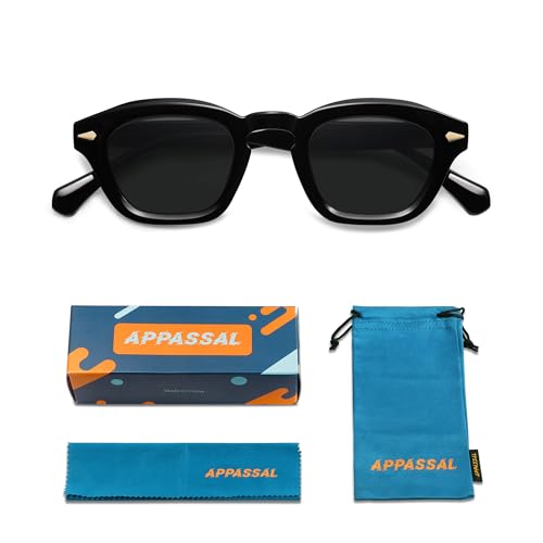 Appassal Small Retro Square Sunglasses for Women Mens Rectangle Sunnies AP3680 - color: Black/Grey