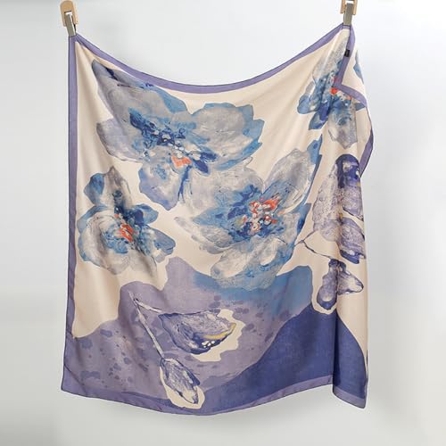 XL 43 Inch Extra Large Square Scarf Fashion Scarves Silk Feeling Hair Scarf Wrapping Scarfs Night Sleeping Headscarf - color: Ba1014